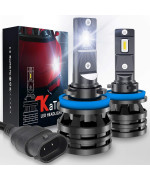 Katur H8 H9 H11 Led Headlight Bulbs Mini Design Upgraded Led Chips Extremely Bright 12000 Lumens Waterproof All-In-One Led Headlight Conversion Kit 55W 6500K Xenon White-2 Years Waranty