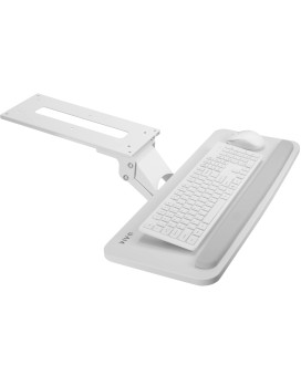 Vivo Adjustable Computer Keyboard And Mouse Platform Tray Ergonomic Under Table Desk Mount Drawer Underdesk Shelf, White, Mount-Kb03W