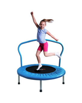 Ativafit Fitness Trampoline For Kids Foldable Mini Trampoline With Adjustable Foam Handle Workout Indoor Outdoor Home Use