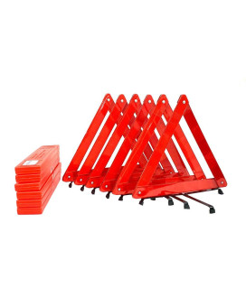 Brufer 6-Pack Emergency Roadside Safety Triangle With Reinforced Cross Base And Carrying Case
