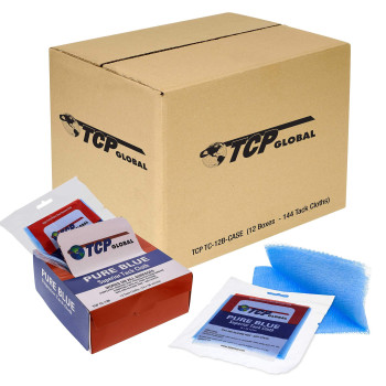 Tcp Global - Pure Blue Superior Tack Cloths - Tack Rags (Case Of 144) - Automotive Car Painters Professional Grade - Wax And Silicone Free Anti-Static