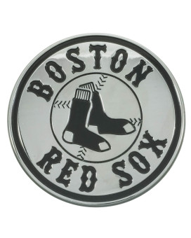 Fanmats 15634 Boston Red Sox 3D Chrome Metal Auto Emblem - Circular Red Sox Alternate Logo