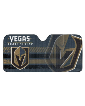 Fanmats 60074 Nhl Vegas Golden Knights Windshield Sun Auto Shade, Sun Shield Sun Visor Accordion Tri-Fold For Storage 59 X 295, Colorful Team Design