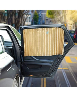 Zatooto Car Side Window Sun Shade - 2 Pcs Beige Magnetic Privacy Sunshades - Curtain Keeps Cooler Screen For Baby Sleeping