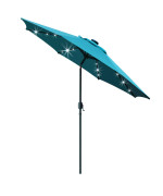 Sunnyglade 9 Solar Led Lighted Patio Umbrella With 8 Ribstilt Adjustment And Crank Lift System (Teal Blue)