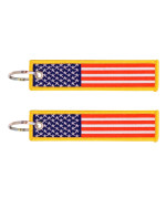 2-Pk American Flag Keychain Tag With Key Ring & Carabiner - Keys, Cars, Motorcycles, Backpacks, Luggage, Gifts - Edc (Red White Blue Gold)