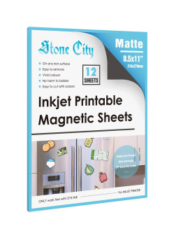 Stone City Magnetic Sheets Printable Matte Paper 12Mil Thick For Inkjet Printers 85X 11 Inches 12 Sheets