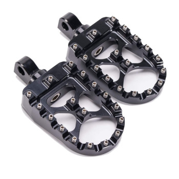 Hopider Cnc Wide Foot Pegs 360A Roating Mx Chopper Bobber Style For Harley Dyna Sportster Fatboy Iron 883,Black