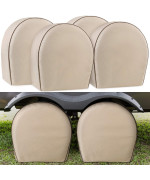 Leader Accessories 4-Pack Tire Covers Fits 24-265 Diameter Tires Heavy Duty 600D Oxford Wheel Covers, Waterproof Pvc Coating Tire Protectors For Rv Trailer Camper Car Truck Jeep Suv Wheel, Tan
