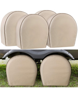 Leader Accessories 4-Pack Tire Covers Fits 2675-29 Diameter Tires Heavy Duty 600D Oxford Wheel Covers, Waterproof Pvc Coating Tire Protectors For Rv Trailer Camper Car Truck Jeep Suv Wheel, Tan