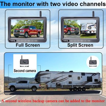 RV Backup Camera Wireless HD 1080P Bluetooth Hitch Rear View 7'' Monitor Touch Button System Trailer Camper Truck Infrared Night Vision Waterproof Pigtail Wire Adapter for Furrion Pre-Wired Yakry Y22