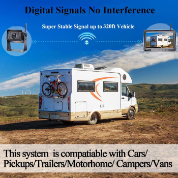 RV Backup Camera Wireless HD 1080P Bluetooth Hitch Rear View 7'' Monitor Touch Button System Trailer Camper Truck Infrared Night Vision Waterproof Pigtail Wire Adapter for Furrion Pre-Wired Yakry Y22