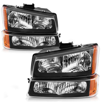 Autosaver88 Headlight Assembly Compatible With 2003 2004 2005 2006 Chevy Silverado Avalanche 150025003500 Headlamp Replacement(Not Fits Body Cladding Models)