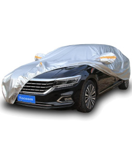 Tecoom Super Heavy Duty Multiple Layers Car Cover All Weather Waterproof Windproof Snow Sun Rain Uv Protective Outdoor With Buckles And Belt Fit 170-180 Inches Length Hatchback