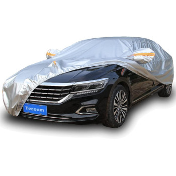 Tecoom Super Heavy Duty Multiple Layers Car Cover All Weather Waterproof Windproof Snow Sun Rain Uv Protective Outdoor With Buckles And Belt Fit 170-180 Inches Length Hatchback