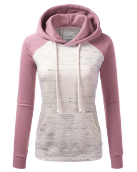 Doublju Womens Basic Lightweight Pullover Hoodie Sweatshirt Raglanmauve 1X