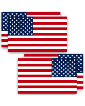 Anley 5 X 3 American Us Flag Decal 4Pcs (2 Forward & 2 Reversed) - Patriotic Stars Reflective Stripe Usa Flag Car Stickers - Support Us Military - 4 Pack Set