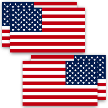 Anley 5 X 3 American Us Flag Decal 4Pcs (2 Forward & 2 Reversed) - Patriotic Stars Reflective Stripe Usa Flag Car Stickers - Support Us Military - 4 Pack Set