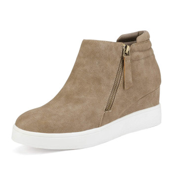 Dream Pairs Womens Taupe Casual Platform Wedge Sneaker Booties Size 55 M Us Wedge-Snkr-2