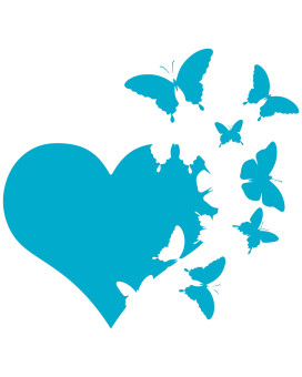 Jmm Industries Heart With Butterflies Flying Away Vinyl Decal Sticker Car Window Bumper Die Cut 6-Inches Premium Quality Uv Resistant Laminate (6-Inches, Light Blue) Jmm00265Ltblu6