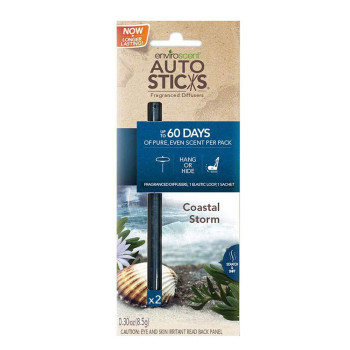 Enviroscents Auto Sticks Natural Car Air Fresheners, 1-Pack With 2 Sticks (Seaside Coconut)