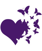 Heart With Butterflies Flying Away Vinyl Decal Sticker Car Window Bumper Die Cut 6-Inches Premium Quality Uv Resistant Laminate (6-Inches, Purple) Jmm00265Prpl6