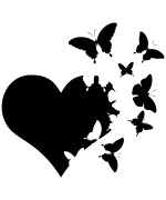 Heart With Butterflies Flying Away Vinyl Decal Sticker Car Window Bumper Die Cut 6-Inches Premium Quality Uv Resistant Laminate (6-Inches, Black) Jmm00265Blk6