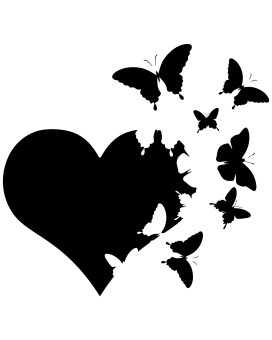 Heart With Butterflies Flying Away Vinyl Decal Sticker Car Window Bumper Die Cut 6-Inches Premium Quality Uv Resistant Laminate (6-Inches, Black) Jmm00265Blk6