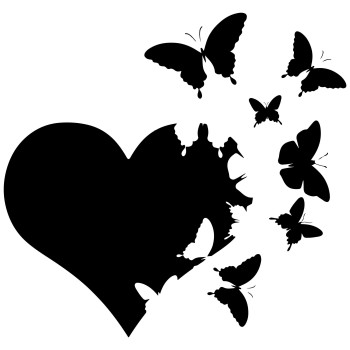 Heart With Butterflies Flying Away Vinyl Decal Sticker Car Window Bumper Die Cut 6-Inches Premium Quality Uv Resistant Laminate (6-Inches, Black) Jmm00265Blk6