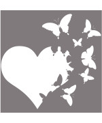 Heart With Butterflies Flying Away Vinyl Decal Sticker Car Window Bumper Die Cut 6-Inches Premium Quality Uv Resistant Laminate (6-Inches, White) Jmm00265Bwht6