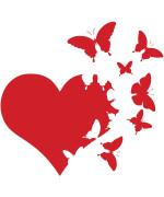 Heart With Butterflies Flying Away Vinyl Decal Sticker Car Window Bumper Die Cut 6-Inches Premium Quality Uv Resistant Laminate (6-Inches, Red) Jmm00265Red6