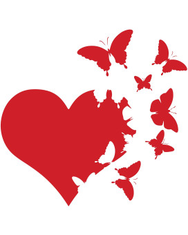 Heart With Butterflies Flying Away Vinyl Decal Sticker Car Window Bumper Die Cut 6-Inches Premium Quality Uv Resistant Laminate (6-Inches, Red) Jmm00265Red6