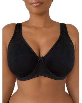 Fruit Of The Loom Womens Plus-Size Cotton Unlined Underwire Bra, Black Hue, 42G