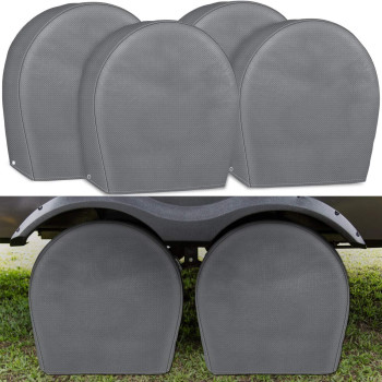 Leader Accessories 4-Pack Tire Covers Fits 24-265 Diameter Tires 5-Ply Non-Woven Wheel Covers, Uv Coating Tire Protectors For Rv Trailer Camper Car Truck Jeep Suv Wheel, Grey