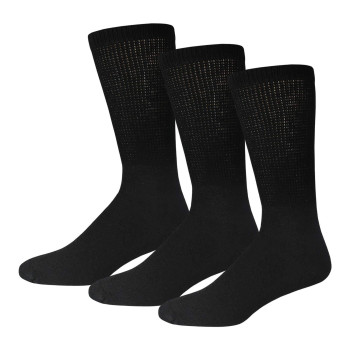 3 Pairs Of Cotton Diabetic Neuropathy Crew Socks (9-11, Fits Mens Shoe Size 7-95, Black)