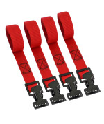 Xstrap Standard 4Pk 1 X 5-12Ft Just Clip All-Purpose Lashing Strap, Alligator Thumb Buckle Cargo Secure Utility Webbing, Red