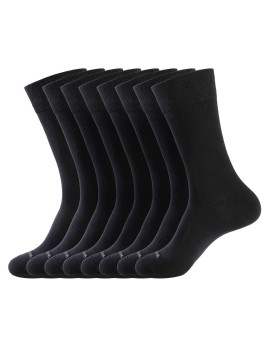 Wander Mens Solid Dress Socks Cotton Black Men 8 Pairs Trouser Thin Classic Socks (Shoe Size:9-12, 8 Pairs Black)