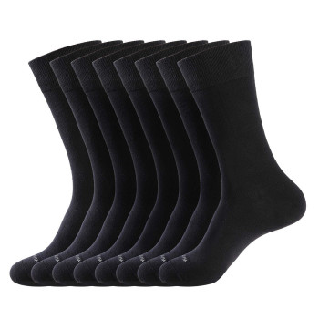 Wander Mens Solid Dress Socks Cotton Black Men 8 Pairs Trouser Thin Classic Socks (Shoe Size:9-12, 8 Pairs Black)