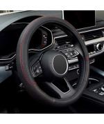 Labbyway Microfiber Leather Steering Wheel Cover, Universal Fit 15 Inch Car Anti-Slip Wheel Protector (Black)