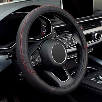 Labbyway Microfiber Leather Steering Wheel Cover, Universal Fit 15 Inch Car Anti-Slip Wheel Protector (Black)