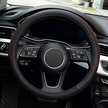 Labbyway Microfiber Leather Steering Wheel Cover, Universal Fit 15 Inch Car Anti-Slip Wheel Protector (Black)