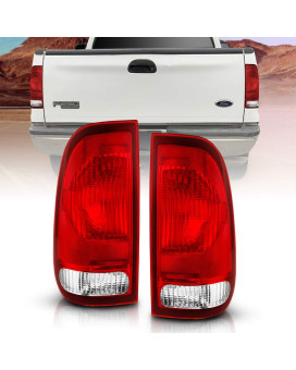 Amerilite For Ford F-Series F150 F250 F350 Superduty Clear Red Factory Style Oe Replacement Assembly Halogen Tail Lights Brake Lamps Set - Driver And Passenger Side