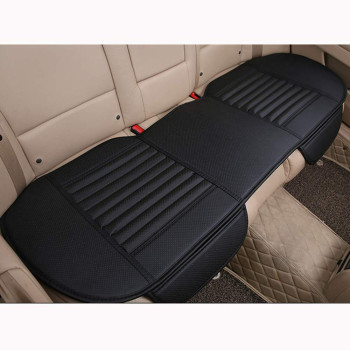 D-Lumina Back Seat Cover - Car Rear Seats Bottom Cushion, Auto Bench Protector, Black Breathable Pu Leather, Bamboo Charcoal Filled, Universal For 4 Season (5197 X 2323 Inch)