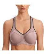 Syrokan Womens Full Support High Impact Racerback Lightly Lined Underwire Sports Bra Brick 40B