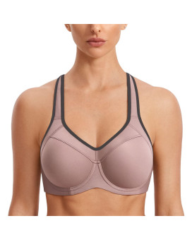 Syrokan Womens Full Support High Impact Racerback Lightly Lined Underwire Sports Bra Brick 40B