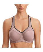 Syrokan Womens Full Support High Impact Racerback Lightly Lined Underwire Sports Bra Brick 40E