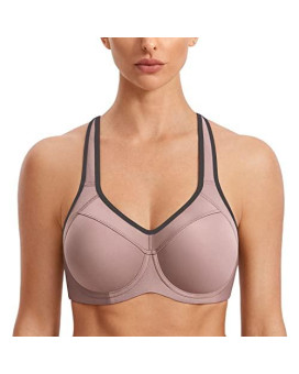 Syrokan Womens Full Support High Impact Racerback Lightly Lined Underwire Sports Bra Brick 40E