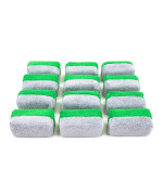 Autofiber Mini Saver Applicator Terry] Ceramic Coating Applicator Sponge 12 Pack With Plastic Barrier To Reduce Product Waste (Greengray)