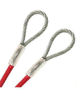Psi, 14 Vinyl Coated Cable With Loops, 7X19 Braid, 316 Core Galvanized Steel, Outdoor Safety Lockout Wire Rope (27 Ft, Red)