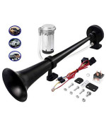 Carfka Air Train Horn Kit For Truck Car With Air Compressor, Super Loud 150Db 12V Electric Trains Horns For Vehicles, Single Trumpet Air Horn Complete Kits For Easy To Install (Black)